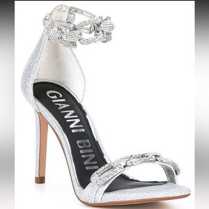 Gianni Bini Vivvia Silver Heel with Rhinestone Detail